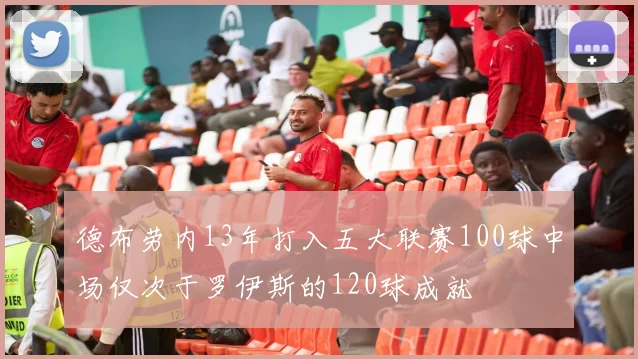 德布劳内13年打入五大联赛100球中场仅次于罗伊斯的120球成就